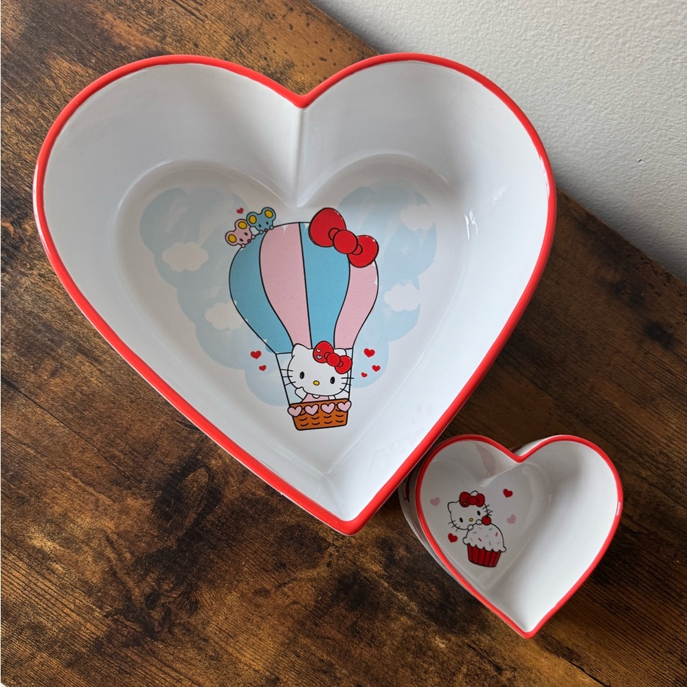 Hello Kitty Valentine's Day Heart Bowl Set Hot Air Balloon Zrike 2025 Ceramic